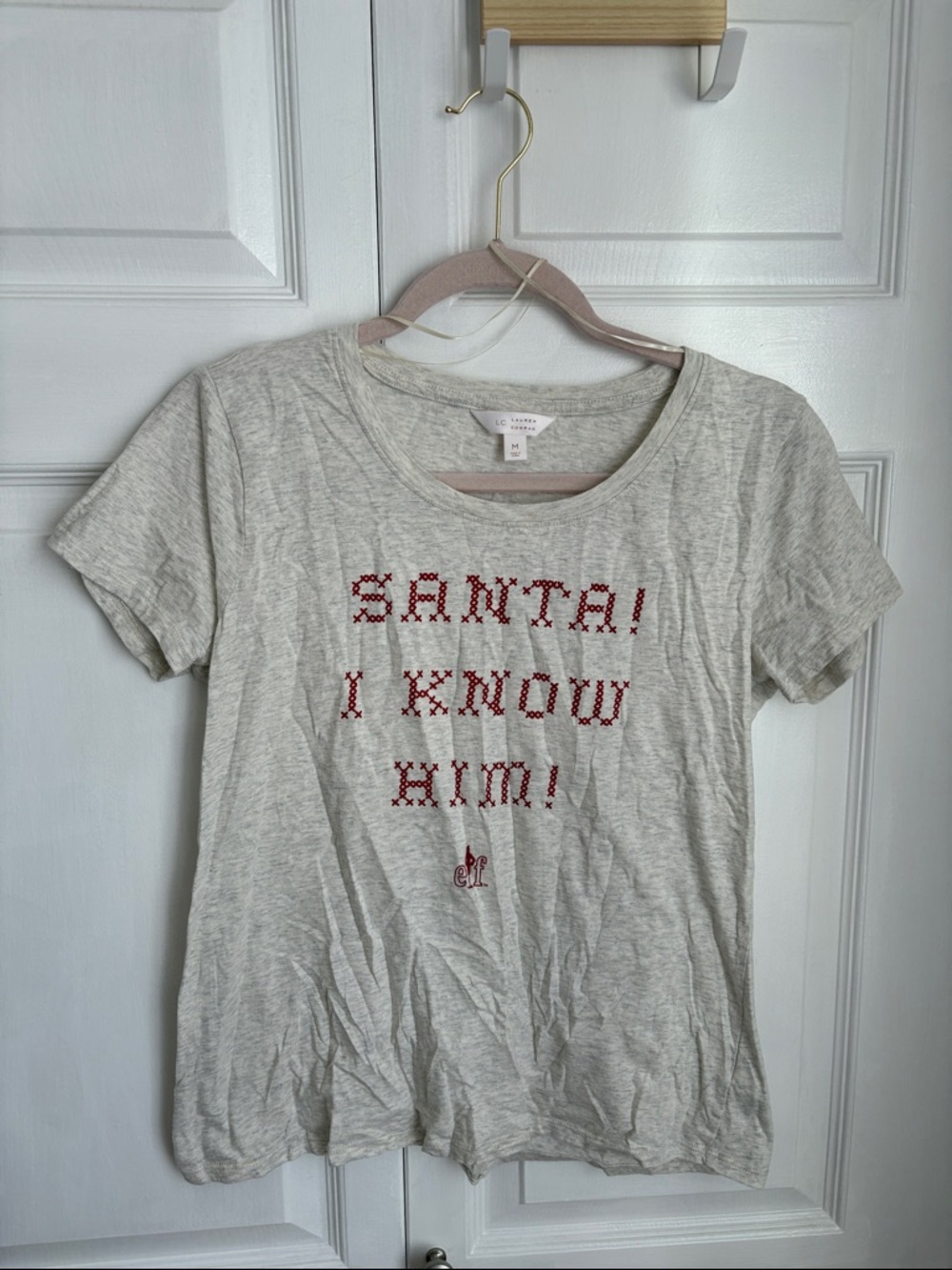 LC Lauren Conrad Light Gray Holiday Graphic Tee